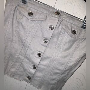 New! Zara Denim Grey Silver Sparkle Top Small